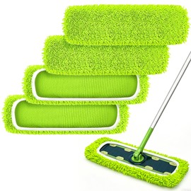 Reusable Microfiber Mop Pads 4 Pack Compatible with SwifferSweeper XL Mop for Wet & Dry Floor Cleaning (Green)