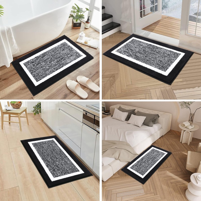 Pauwer Bathroom Rug Sets 3-Piece Shower Rugs with U-Shaped Contour