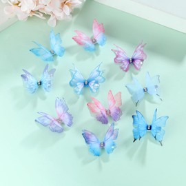 Paderison 20Pcs Butterfly Hair Clips for Kids Moving Glitter Butterfly Clips Colorful Fairy Accessories for Women Butterfly Hair Accessories for Girls Blue Butterfly Hair Clips for 90s