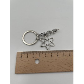 Onwomania - DNA Physics Symbol - Metal Keyring Ideal as a Gift e.g. for Best Friend, Best Friend, Mum - For Men, Women & Children, silver, Unit size