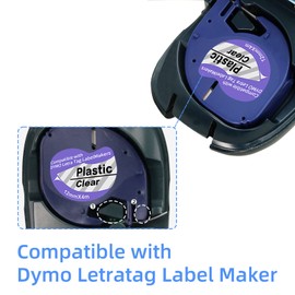 3 X 12267 Compatible with DYMO LetraTag Tape Plastic Clear Dymo Labels for Dymo Letra Tag Label Maker LT-100H 100T QX50 12mm x 4m