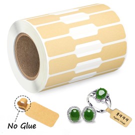 500 Pcs Jewelry Price Tags Stickers Roll for Necklace Earring Price Identify, Labelchoice Rectangle Shape Self Adhesive Kraft Blank Dumbbell Jewelry Stickers Label for Bracelet Ring Clothing Display
