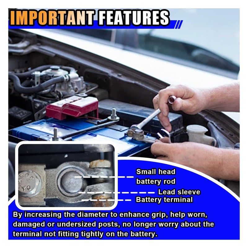 2 Pair Battery Post Shims, Pure Lead Anode Cathode Sleeves,