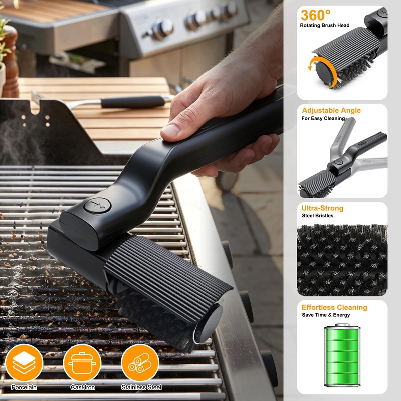 Electric Grill Brush Cordless Rechargeable BBQ Cleaner