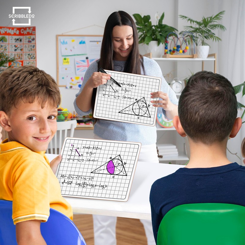SCRIBBLEDO 11”x14” Large Graph Dry Erase Grid Board Double-Sided White