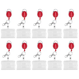 WEBBOMB® Set of 10 ID Card Holders, Card Holders, 10 x Hard Plastic Card Holders for ID Cards and Cards with Tear-Resistant 70 cm ID JoJo Cord, Carabiner Key Ring + Metal Belt Clip