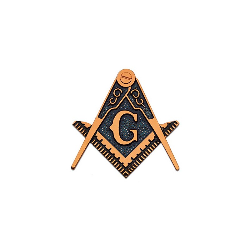 Square & Compass Masonic Auto Emblem - [Blue & Copper][3''