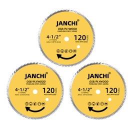 3Pack 4-1/2 Inch 120T Circular Saw Blade 3/8 Inch (9.5mm) Arbor, Plywood, OSB, Paneling and Vinyl Siding Fast and Smooth Cutting Saw Blade
