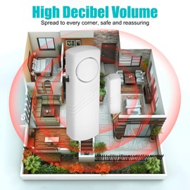 Magnetic Door Window Alarm Sensor,2 Pack Loud 95 dB Security Wireless Sensors Burglar Alarm System for House Shed Garage Vibration Entry Warning Detector for Kid Safety Home Office Hotel Shop Garage