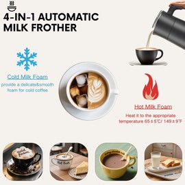 Siluowna Milk Frother, Electric Milk Frother and Steamer, Frother for Coffee, Automatic 4-in-1 Cold Foam Maker, Milk Steamer mixer and Foam machine With Temperature Control,11.8oz/350ml Capacity