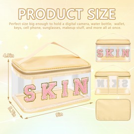 Preppy - Bolsa de maquillaje transparente para mujer, Beige-Skin