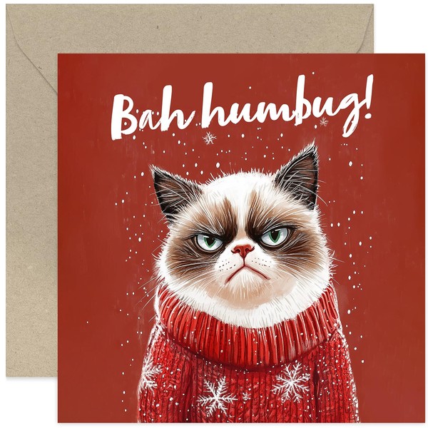 Funny Cat Christmas Cards for Him or Her - Bah