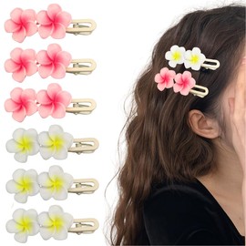 6Pcs Plumeria Flower Hair Clips Hawaiian Flower Hair Barrettes Alligator clips