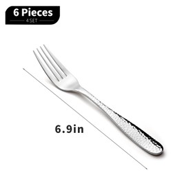 Dessert-Forks-Salad-Small-Fork, Fiwarex 6 PCS Premium 18/10 Food Grade Stainless Steel Salad Forks Silverware Set, Mirror Polished & Dishwasher Safe Small Forks for Home, Kitchen or Restaurant