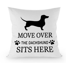 FLDAS Dachshund Decor Pillow Covers 18x18, Dachshund Daschund Weiner Wiener Dog Gifts for Women, Dog Pillow Cases, Move Over The Dachshund Sits Here Dog Pillows Decorative Throw Pillows Cover