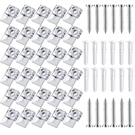 30-Piece Mirror Holder Clip Glass Crystal Clear Plastic Mirror Clip Fixing Clip Kit with Screws and Mirror Hanging Kit (Silver)