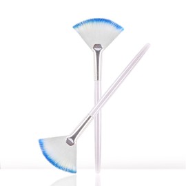 Soft 'N Style Taklon Fan Mask Brush Acid Applicator for Glycolic Peel/Masques (2, white/blue)