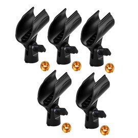 Peakloong 5 Piece Universal Microphone Clip for Mic Stand, with 5/8In Male to 3/8In Female Screw Adapter