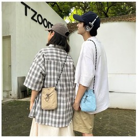 §SEYIXU Women's Shoulder Bag, Smartphone Bag, Cute, Canvas, Mini Pouch, Crossbody Bag, Purse Pochette, Small Storage, Students, School, Lightweight, Shoulder Bag, Unisex Bag, A Type - Khaki, Free size