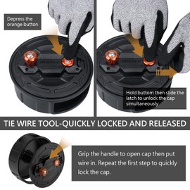 Holdly Lightweight Aluminum Tie Wire Reel Quick-Lock and Release Mechanism, Tie Wire Stripper Designed for 12-18 Gauge Wires. Dual-Sided Rewind Knob for Left or Right-Handed Operation