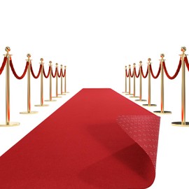 HOMBYS 350 GSM Red Carpet Runner for Party and Events, 2.6 x 20 ft Non-Slip Alise Runway Rug for Proposal and Wedding Decorations, Hollywood and Oscars, No Tape Needed (2.6 x 20 ft)