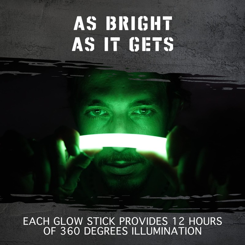 100 Ultra Bright Emergency Glow Sticks - Individually Wrapped Long
