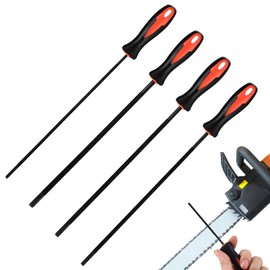 Tenbrachian 4 Pcs Chainsaw Files, Chainsaw Sharpener File, Professional Round Chain Saw Sharpener Tool for Chainsaw Chain Sharpening File, Chain Saw File with Non-Slip Handle(3.2, 4.0, 4.8, 5.5 mm)