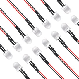 30Pcs 10mm LED Lights Emitting Diodes Pre Wired DC 12V Green Color LED Ultra Bright Light Emitting Diodes LED Light Clear Lens Small LED Lamps for Circuit Science Experiment, DIY Lighting Projects