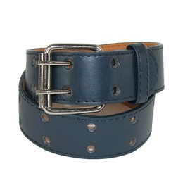 CTM Kids' Leather Two Hole Jean Belt, Xlarge, Navy