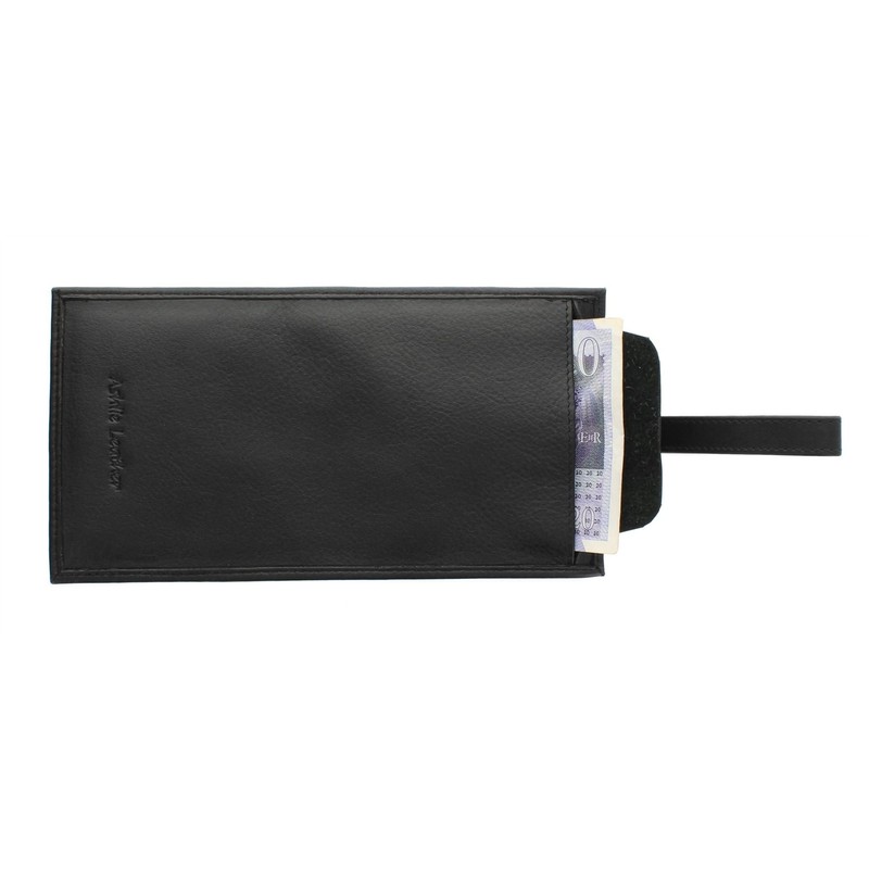 Genuine Leather Security Wallet Pouch with Belt Loop AC501 Black