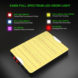 AGLEX E4000 LED Grow Light, Full Spectrum Grow Light with UV IR Diode, Grow Light for Indoor Plants with Daisy Chain & Built-In Silent Fan, Plant Growing Lamps for 3x4 FT Coverage, Veg Bloom Daul Mode