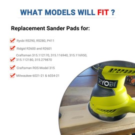 5 Inch Sander Replacement Pad for Ryobi RS290, RS240, RS280 Sander,4 Pack 5-Inch 8-Hole Hook and Loop Orbital Sander Pad Compatible with Rigid R2600, R2601 Random Orbit Sander