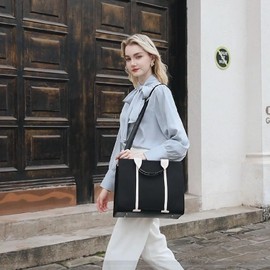 Barsine Tote Bag for Women Canvas Purses Organized Handbag with Crossbody Strap