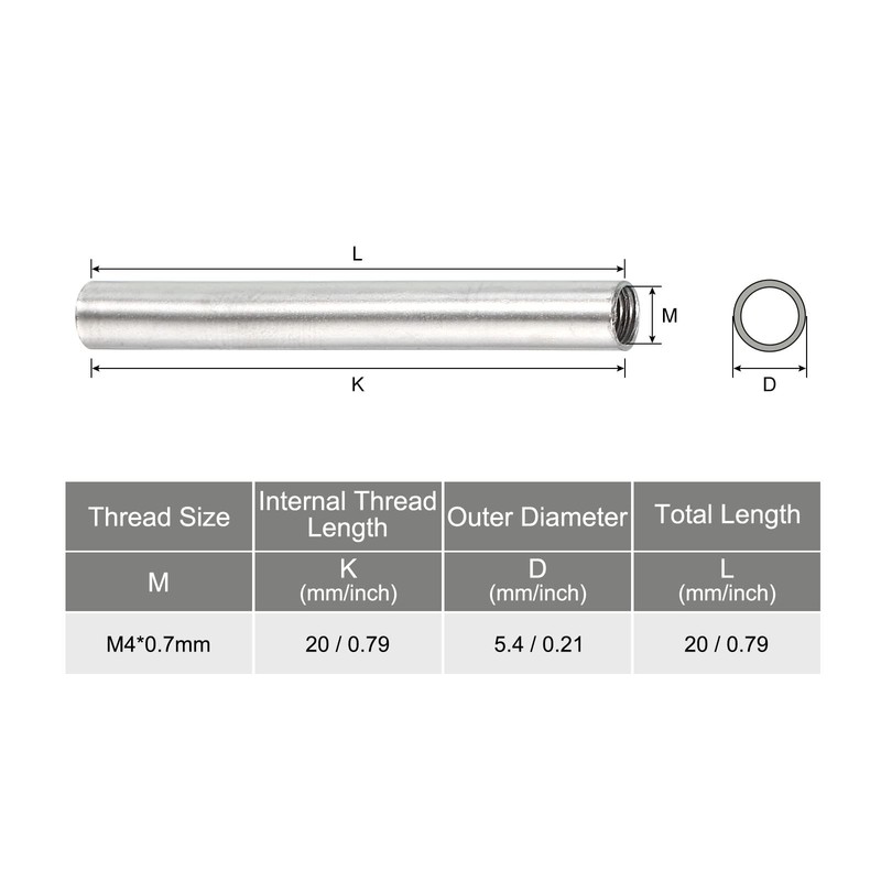 sourcing map Pack of 20 Round Coupling Nuts M4 x