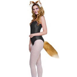 Valpeak Fox Ears and Tail Therian Tail Gear Wolf Ears for Kids Fluffy Therian Stuff Fox Costume for Girls Over 1 Years Old(ExpEar-Brown)
