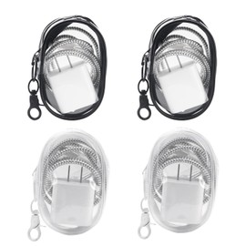 Data Cable Organizer, Transparent Cable Storage Bag with Locking Hook, Portable Headphone Storage Box, Multifunctional Storage Bag, for Data Cables, Data Heads, Lipsticks, Earrings, Coins, Headphone