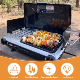 Cast Iron Grill Grates for Coleman 2-in-1 Camping Grill, Cooking Grid for Coleman 2 Burner Propane Stove, Fits Coleman Classic 2-Burner 2157480 2000020929 2000020925 2157480 ‎2000038016 Propane Stove