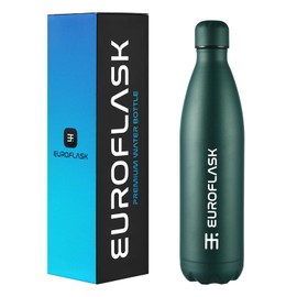 EuroFlask Stainless Steel Water Bottle, Leak Proof Metal Water Bottles with Double Wall Vacuum Insulation-12 Hrs Hot & 24 Hrs Cold Drinks Bottle for Gym, Sports and Work (Jade, 750 mL)