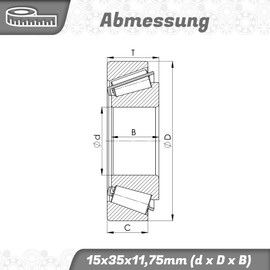Parts and Parts Tapered Roller Bearing 30202 15 x 35 x 11.75 mm, Heavy Duty Precision Bearing for Axial & Radial Loads, DIN 720 ISO 355, Durable & Heat Resistant for Industrial & Automotive