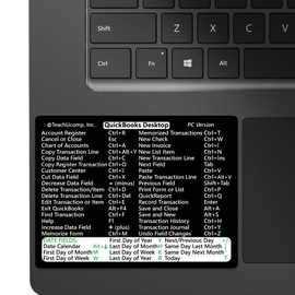 TEACHUCOMP Keyboard Shortcuts Sticker for Intuit QuickBooks Desktop (Pro/Premier/Enterprise)- Black Vinyl, Laminated, No-Residue Adhesive Large: (4"Wx2.95"H)