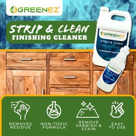 GREENEZ Cleaner | Heavy-Duty Stripper Residue & Grease Remover for Wood | Concentrated Kitchen Degreaser & Stain Remover | Prepares Surfaces for New Finishes - 1 Gallon