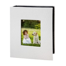 Álbum de fotos de 4 x 6 pulgadas con 200 bolsillos, Álbum de fotos sin cordones, cubierta de lino con ventana frontal, libro de fotos vertical de página negra para bodas, familiares, aniversarios,