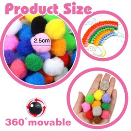 TOAOB 950pcs 1 Inch Assorted Pom Poms Multi Color Fuzzy Pompoms Balls with Googly Eyes Arts and Crafts Supplies for DIY Creative Crafts Decorations