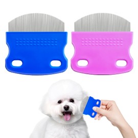 Professional Eye Comb For Pets,Stainless Steel Tear Stain Remover For Cats & Dogs,Flea Lice Comb,Gentle Round-Head Grooming Tool,Precisely Removes Stains, Dirt And Debris From The Eye Area【2 Pack】