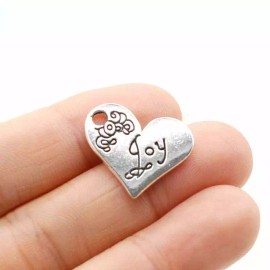 MIXED SET- 9 FRUIT OF THE SPIRIT Heart Charms Silver Alloy ONE EACH Free Ship!