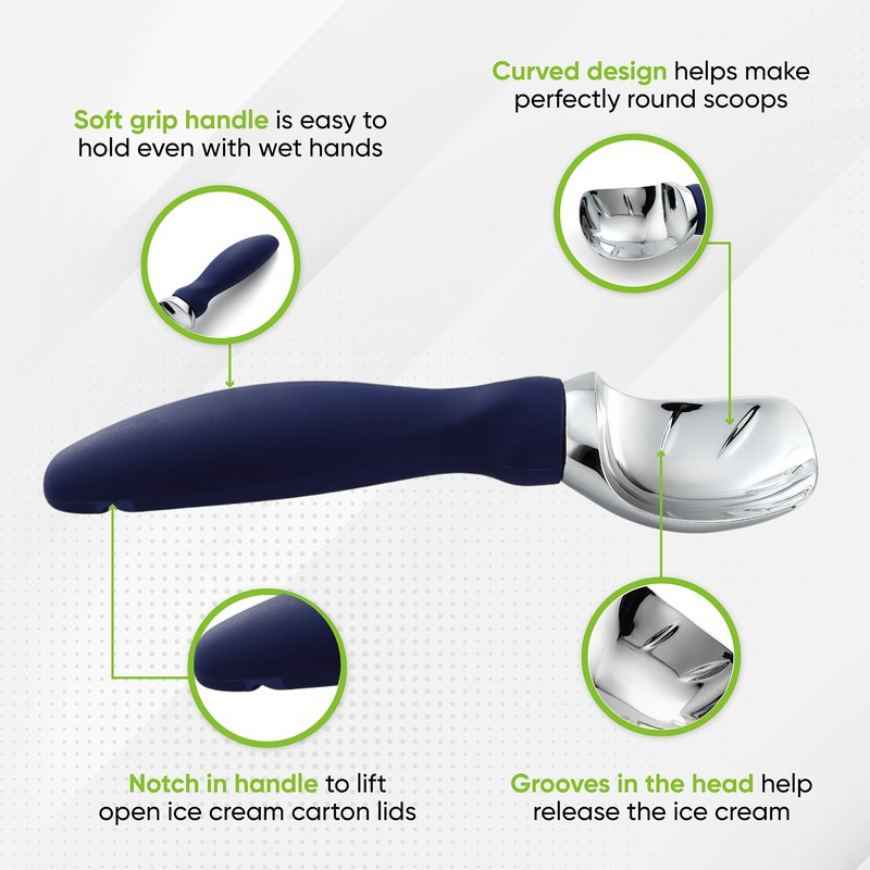 Spring Chef Ice Cream Scoop with Soft Grip Handle, Professional