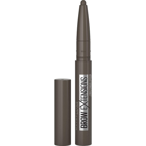 Maybelline New York Brow Extensions Eyebrow fiber Pomade Crayon, Fiber Stickeyebrow Makeup, Eye Makeup, Soft Matte Finish, for Thicker, Natural looking Eyebrows, 262 Black Brown, 0.014 Oz