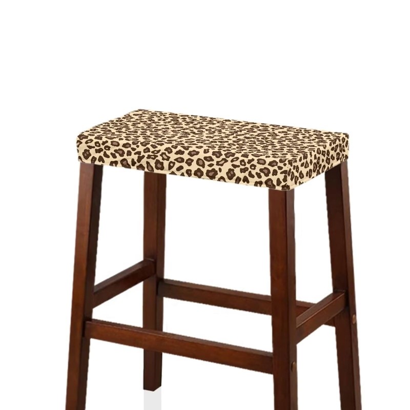 Luarisgur Bar Stool Rectangle Seat Covers Brown Leopard Print Bar