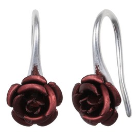 SWNXMG 18K Gold Plated Realistic Blooming Rose Dangle Earrings for Women Multiple Colors,10mm, Brass, No Gemstone