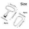 Set of 4 triangular keys, triangular key with carabiner hook,